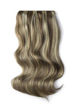 Double Wefted Full Head Remy Clip in Human Hair Extensions - Dirty Blonde (#9/613)