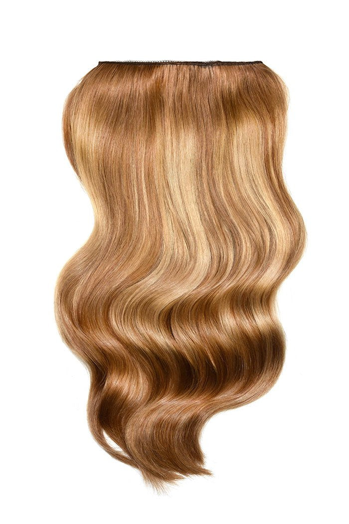 Double Wefted Full Head Clip Hair Extensions Cinnamon Swirl Balayage