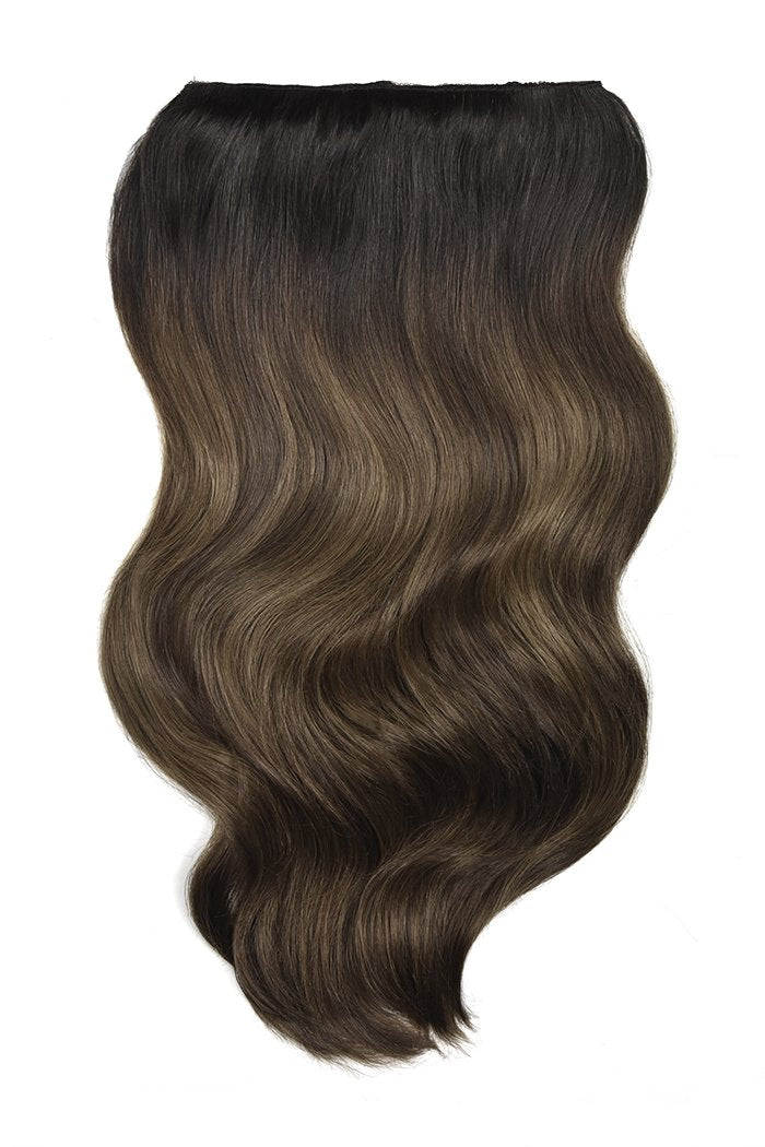 Double Wefted Full Head Espresso Melt Balayage Clip Hair Extensions
