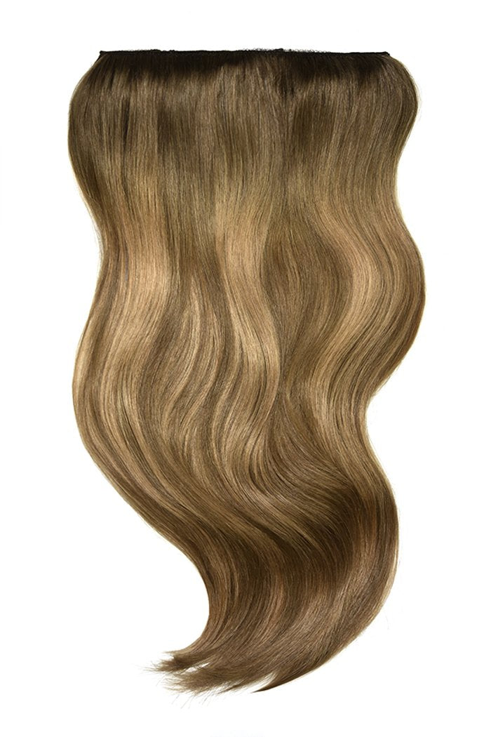 Double Wefted Full Head Clip Hair Extensions Soft Balayage