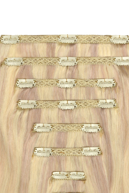 Double Wefted Full Head Remy Clip in Human Hair Extensions - BlondeMe (60/SS) Double wefted full head cliphair 