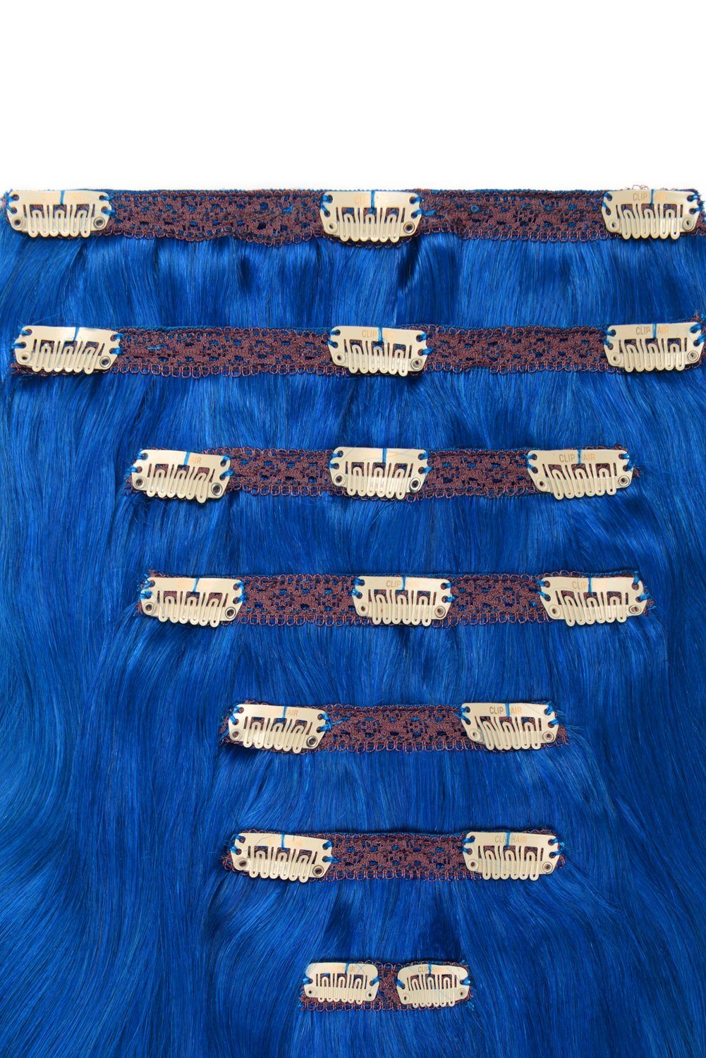 Double Wefted Full Head Remy Clip in Human Hair Extensions - Blue Double wefted full head cliphair 