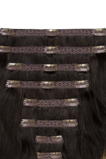 Double Wefted Full Head Remy Clip in Human Hair Extensions - Dark Brown/Silver Ombre (#T2/SG) Ombre Clip In Hair Extensions cliphair 