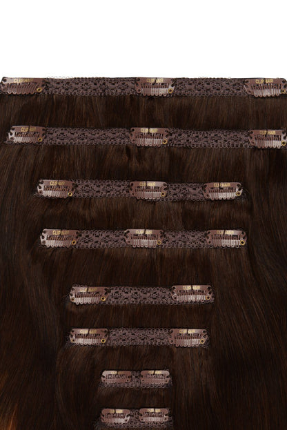 Double Wefted Full Head Remy Clip in Human Hair Extensions - Ombre #T4/27 Ombre Clip In Hair Extensions cliphair 