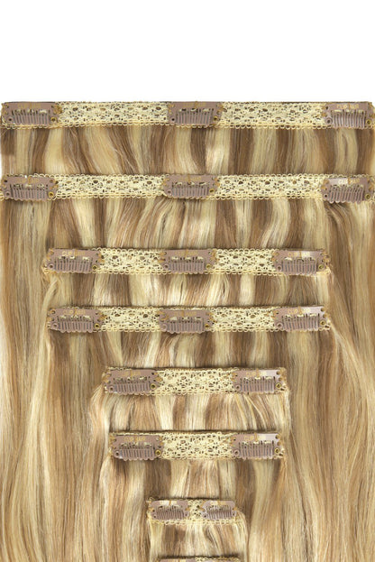 Double Wefted Full Head Remy Clip in Human Hair Extensions - ombre/Ombre (#TP18/613) Ombre Clip In Hair Extensions cliphair 