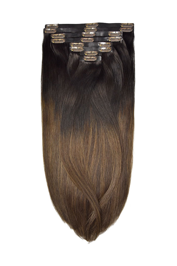 Espresso Melt Balayage Double Drawn Seamless Clip Hair Extensions