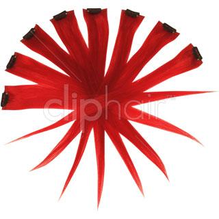 15 Inch Remy Clip in Human Hair Extensions Highlights / Streaks - Red