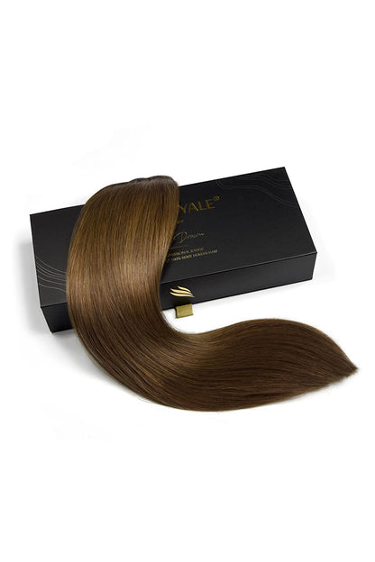 Weft weave hair extensions double drawn hair light chestnut brown box image