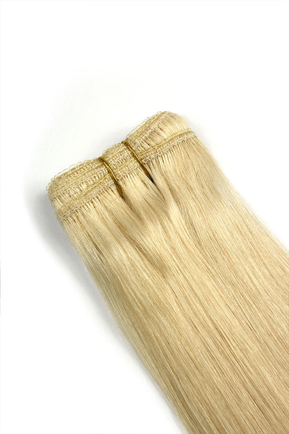 Lightest Blonde Weft weave hair extensions double drawn hair