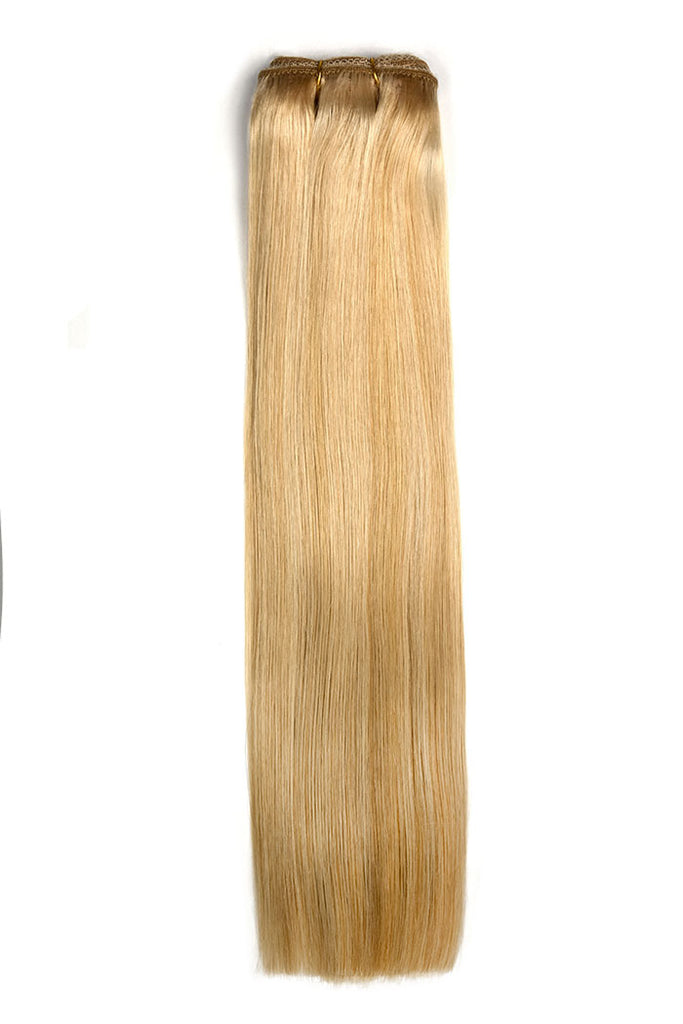 Weft weave hair extensions double drawn hair barbie blonde hair