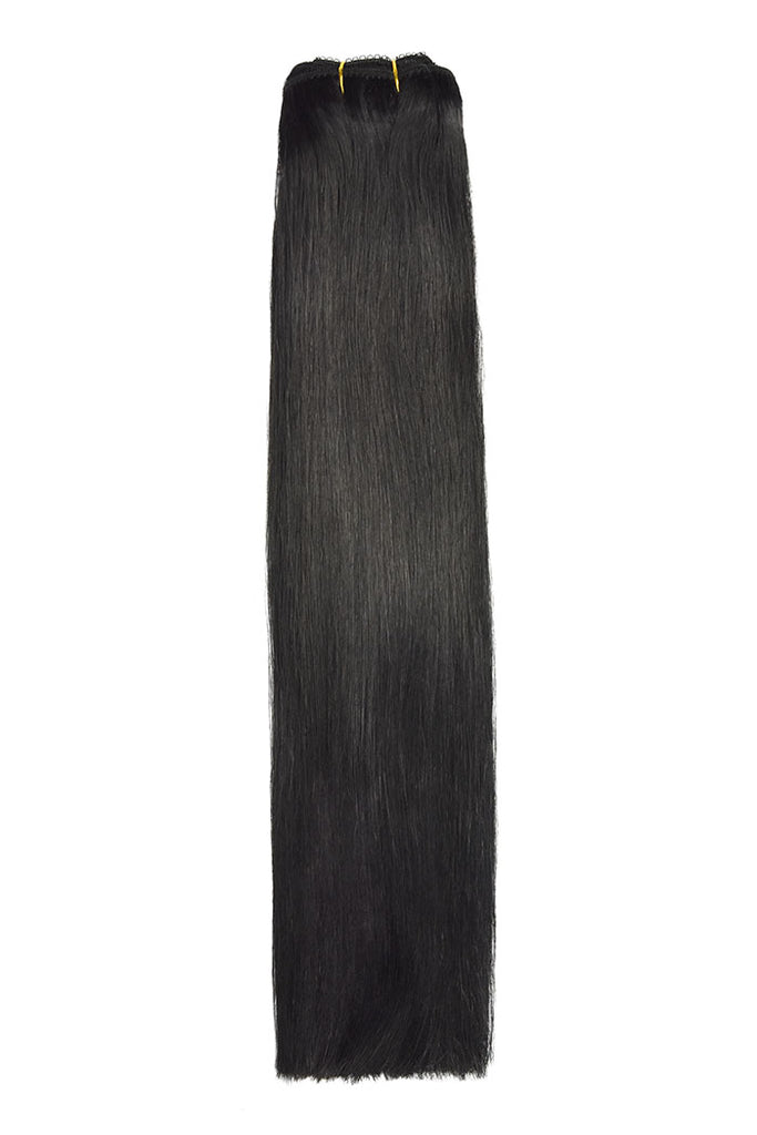 Weft weave hair extensions double drawn hair jet black