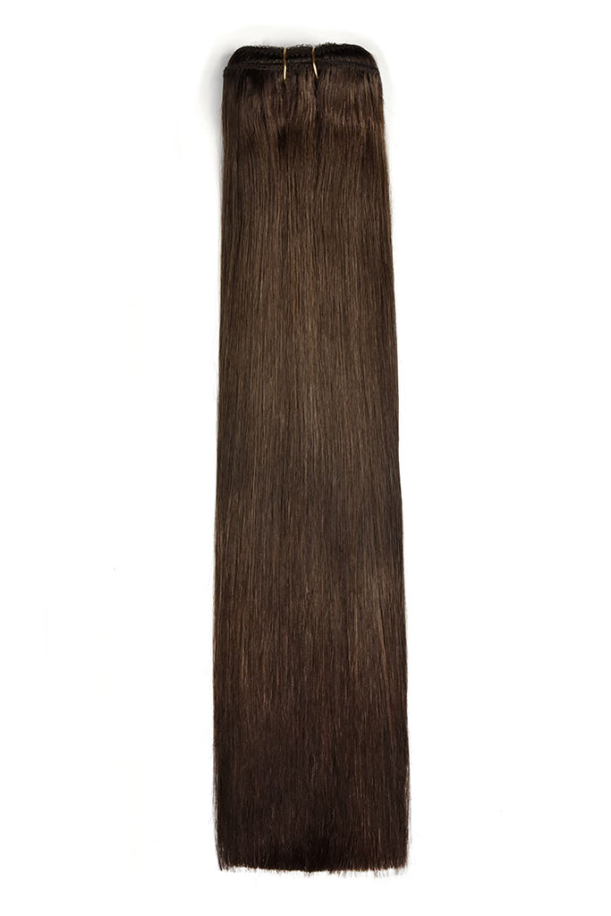 medium brown Weft weave hair extensions double drawn hair