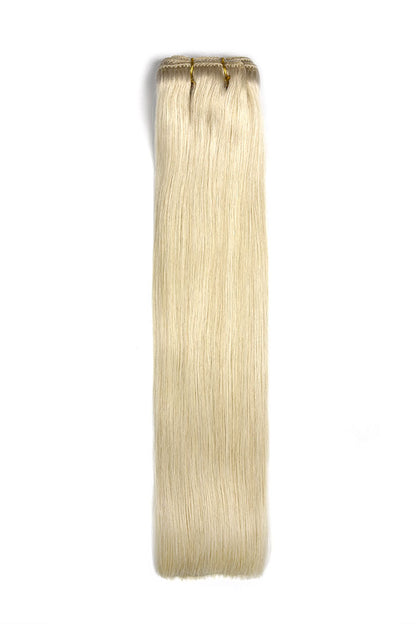 Weft weave hair extensions double drawn hair ice blonde hair