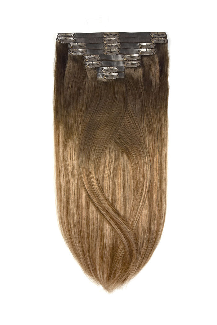 Soft Balayage Double Drawn Seamless Clip Hair Extensions