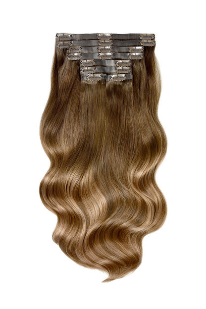 Soft Bronze Balayage Double Drawn Seamless Clip In Hair Extensions