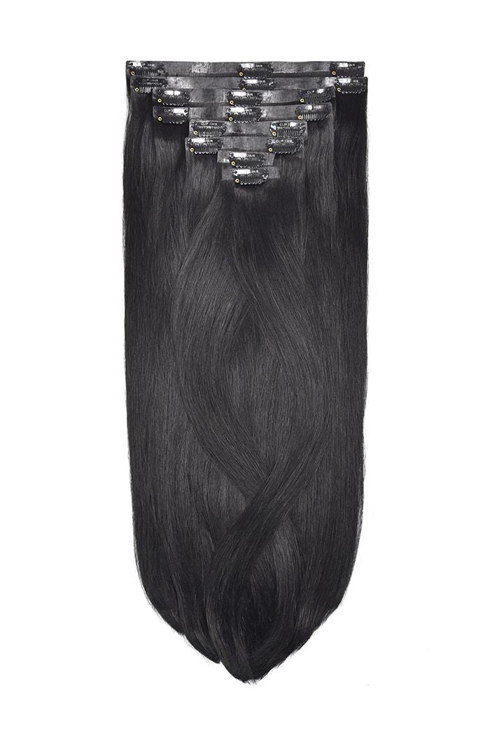 Jet Black Double Drawn Seamless Clip Hair Extensions
