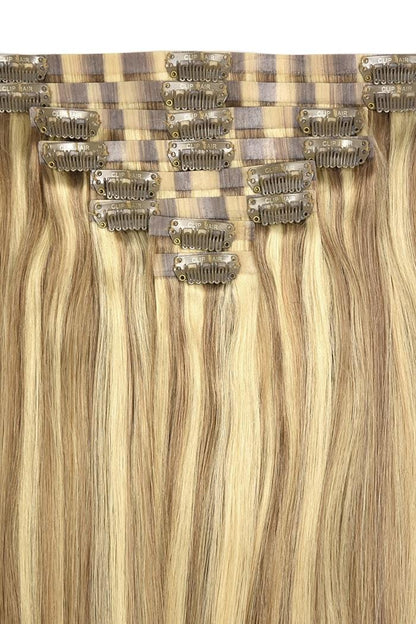Remy Royale Seamless Clip ins - Lightest Brown/Bleach Blonde Mix (#18/613) Remy Royale Seamless Clip ins Cliphair 