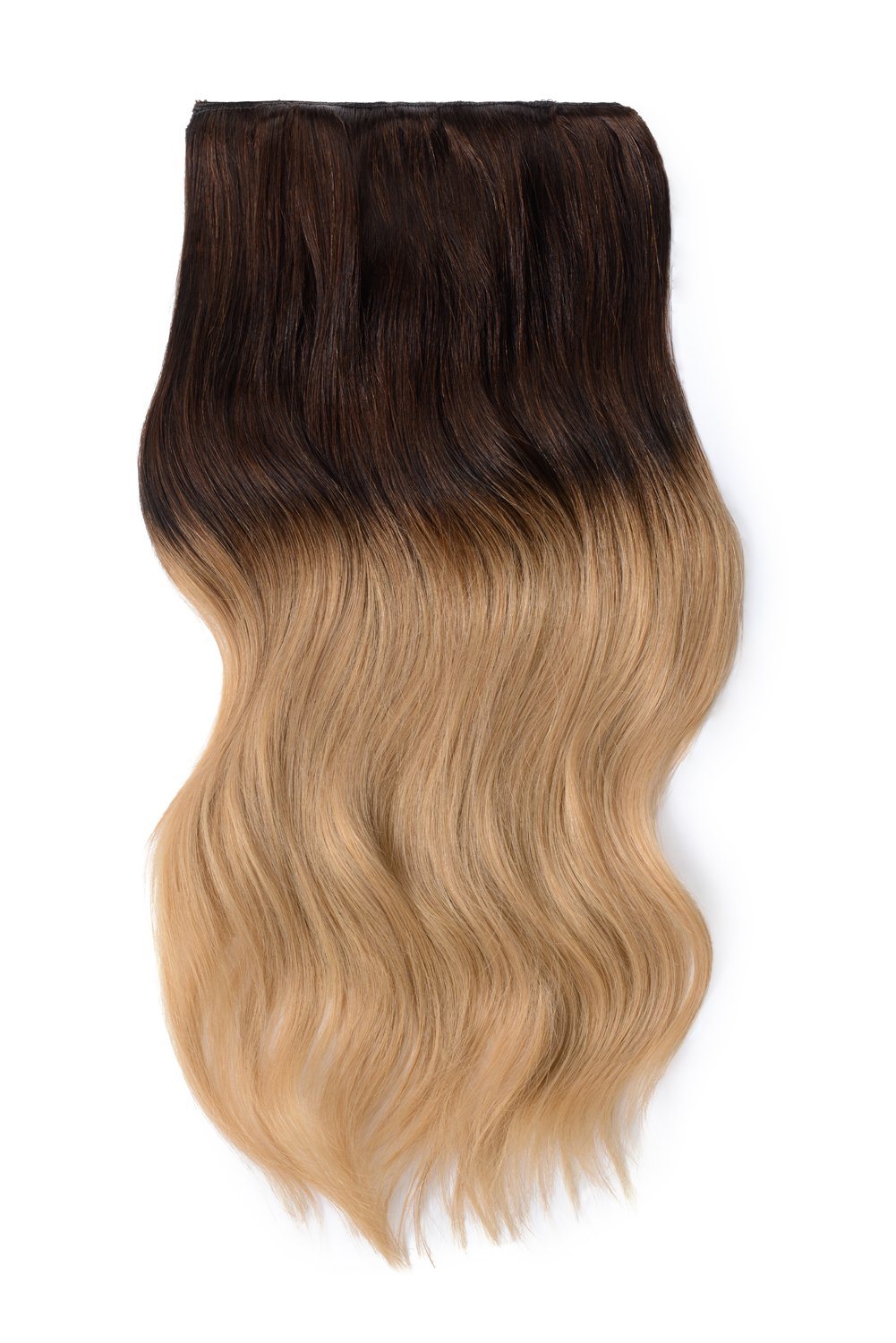Double Wefted Full Head Remy Clip Human Hair Extensions Chocolate Honey Ombre