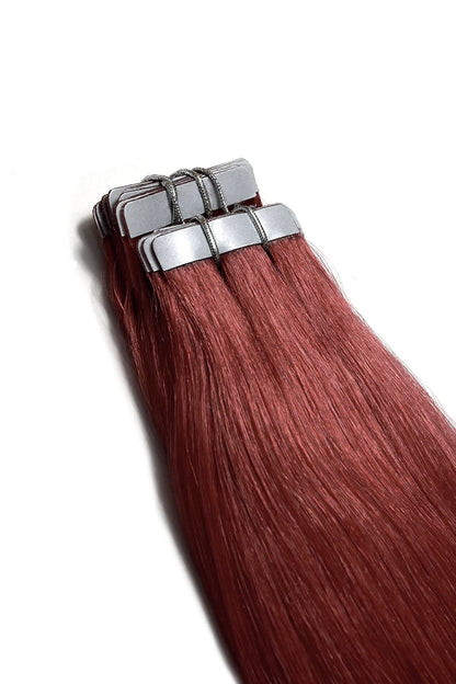 Deep Red Tape In Hair Extensions