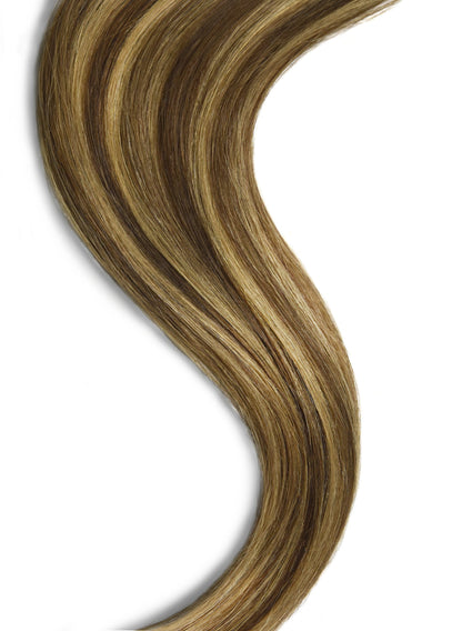 Tape in Remy Human Hair Extensions, Light Chestnut Brown Blonde Mix (#6/27) Tape in Hair Extensions Cliphair UK 