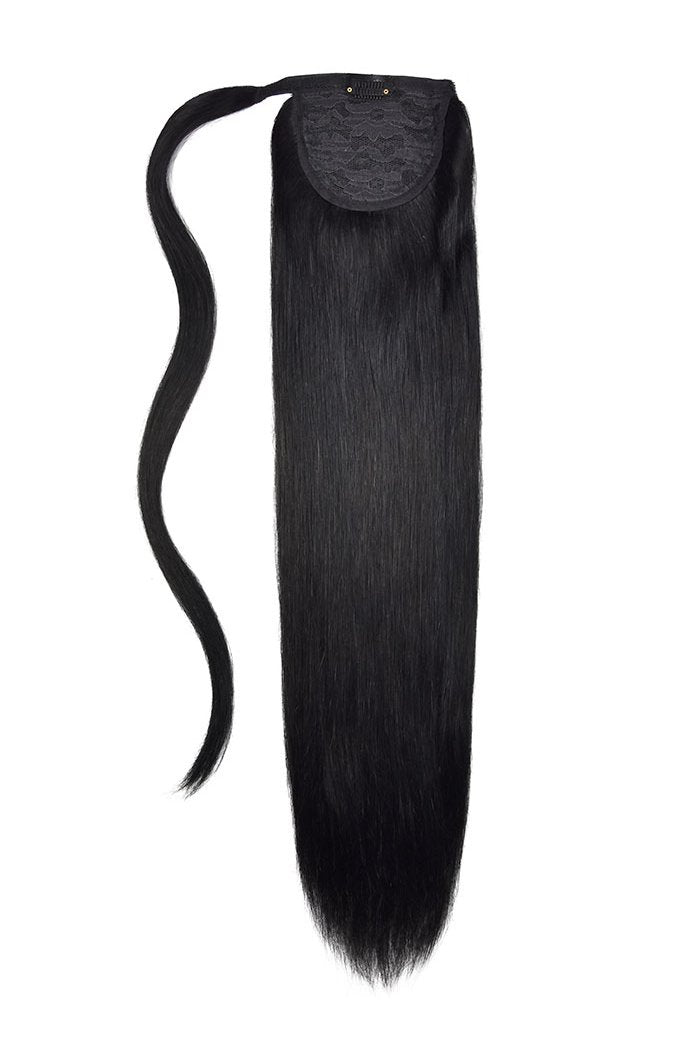 Jet Black Straight Up Wrap Around Ponytail Extension