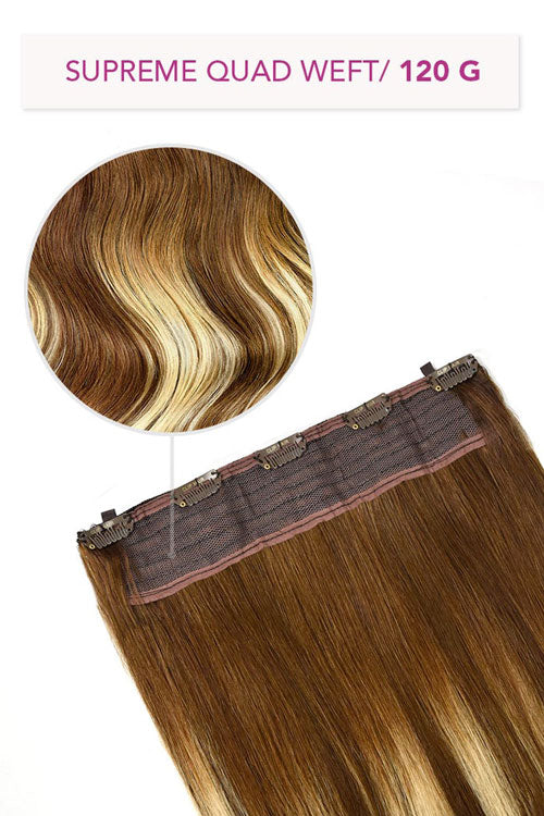 Chestnut Bronde Balayage Supreme Quad Weft One Piece Clip Hair Extensions