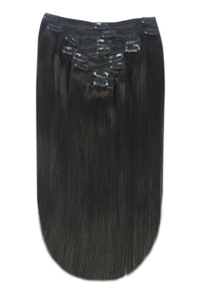 Full Head Remy Clip in Human Hair Extensions - Off/Natural Black (#1B) Full Head Set cliphair 