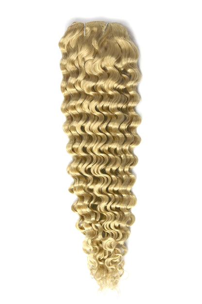 Curly Full Head Remy Clip in Human Hair Extensions - Bleach Blonde (#613) Curly Clip In Hair Extensions cliphair 