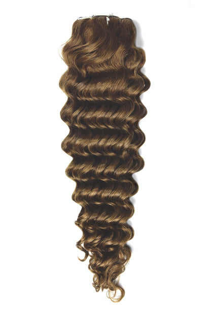 Curly Full Head Remy Clip in Human Hair Extensions - Light/Chestnut Brown (#6) Curly Clip In Hair Extensions cliphair 