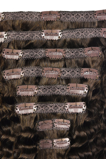 Curly Full Head Remy Clip in Human Hair Extensions - Medium Brown (#4) Curly Clip In Hair Extensions cliphair 