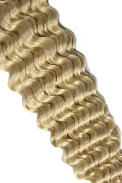 Curly Full Head Remy Clip in Human Hair Extensions - Light Ash Blonde (#22) Curly Clip In Hair Extensions cliphair 
