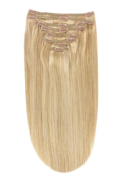 Full Head Remy Clip in Human Hair Extensions - Medium Golden Brown/Golden Blonde Mix (#10/16)) Full Head Set cliphair 