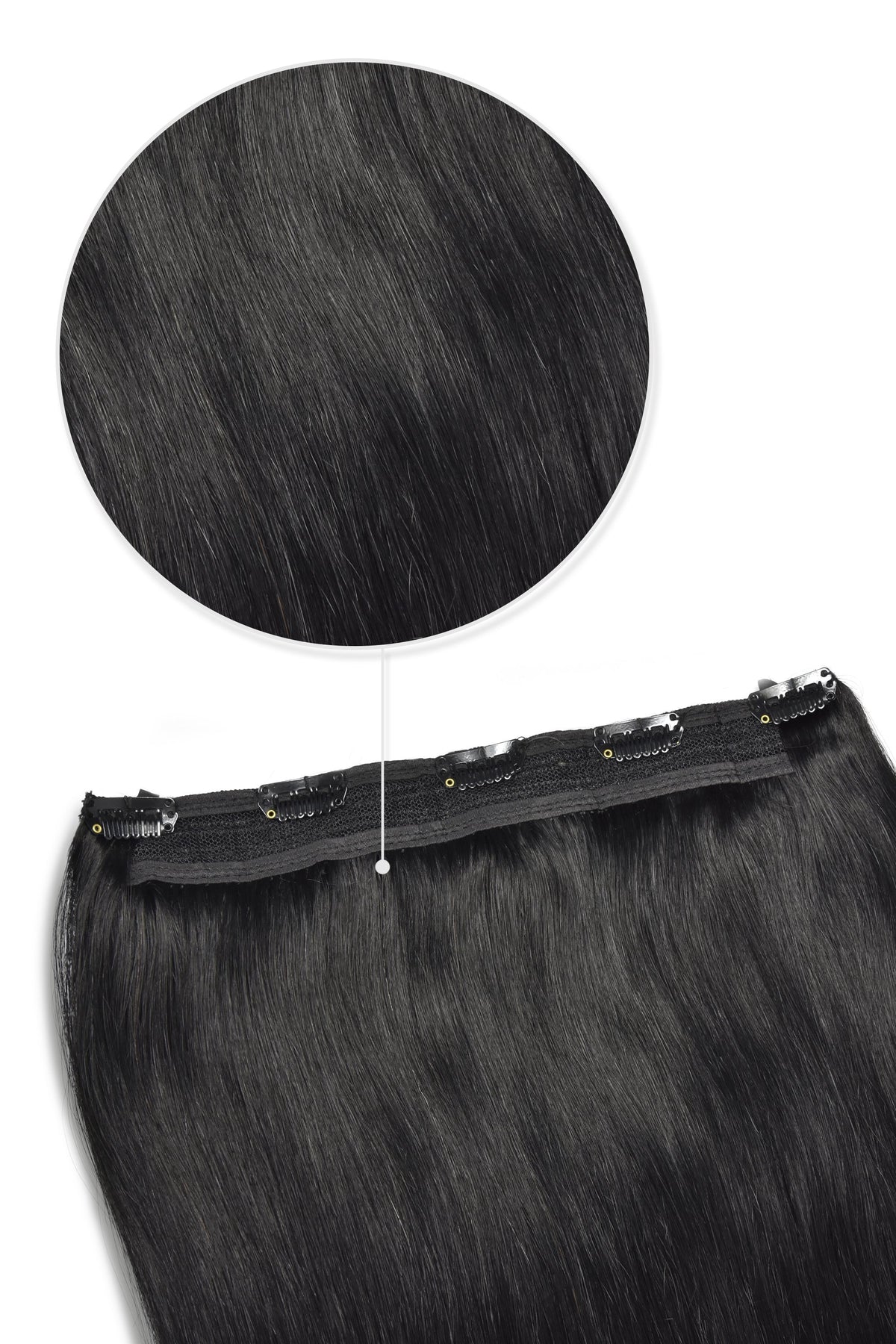 Jet Black Quad Weft Clip One Piece Hair Extensions