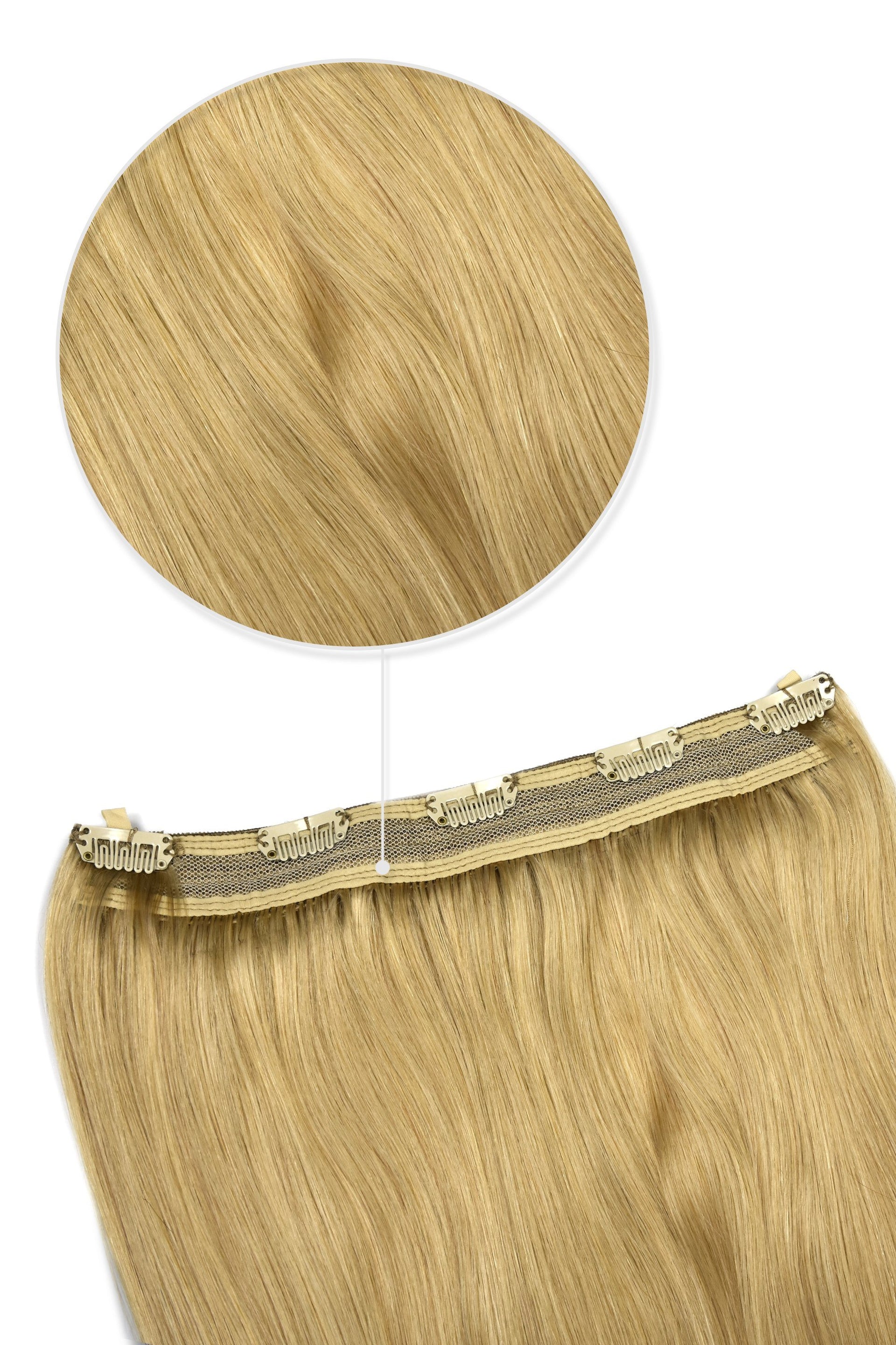 Light Golden Blonde Quad Weft Clip One Piece Hair Extensions