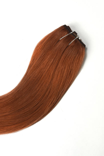 Quad Wefted Remy Clip in Human Hair Extensions - Ginger / Natural Red #350 Quad Weft Pieces cliphair 