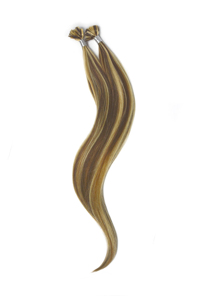 Nail Tip / U-Tip Pre-bonded Remy Human Hair Extensions - Light Brown/Bleach Blonde Mix (#6/613) U-TIP Straight Pre-bonded Hair Extensions cliphair 