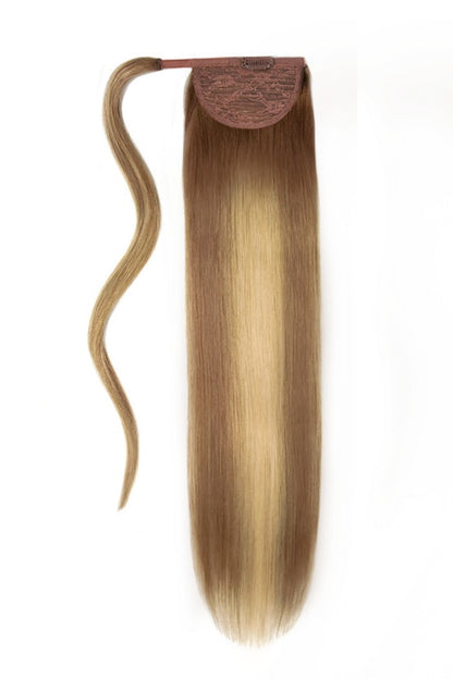 soft bronze balayage wrap ponytail full extension