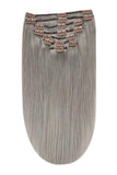 Full Head Remy Clip in Human Hair Extensions - Silver/Grey Hair (#SG)