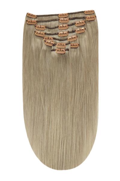 Full Head Remy Clip Human Hair Extensions Silver