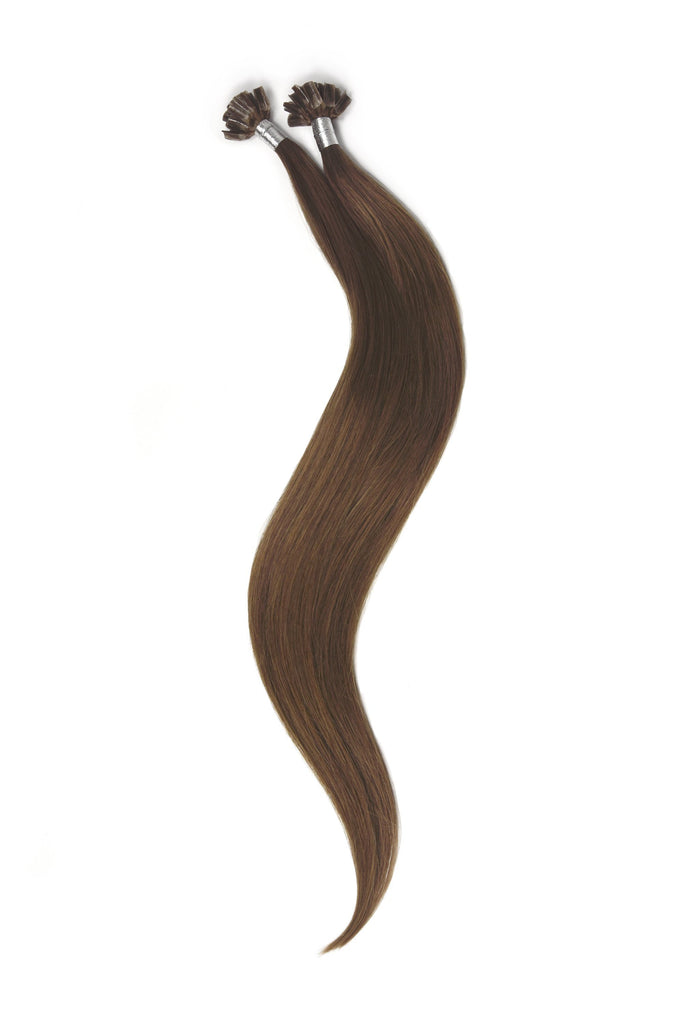 Nail Tip / U-Tip Pre-bonded Remy Human Hair Extensions - Medium Ash Brown (#8) U-TIP Straight Pre-bonded Hair Extensions cliphair 