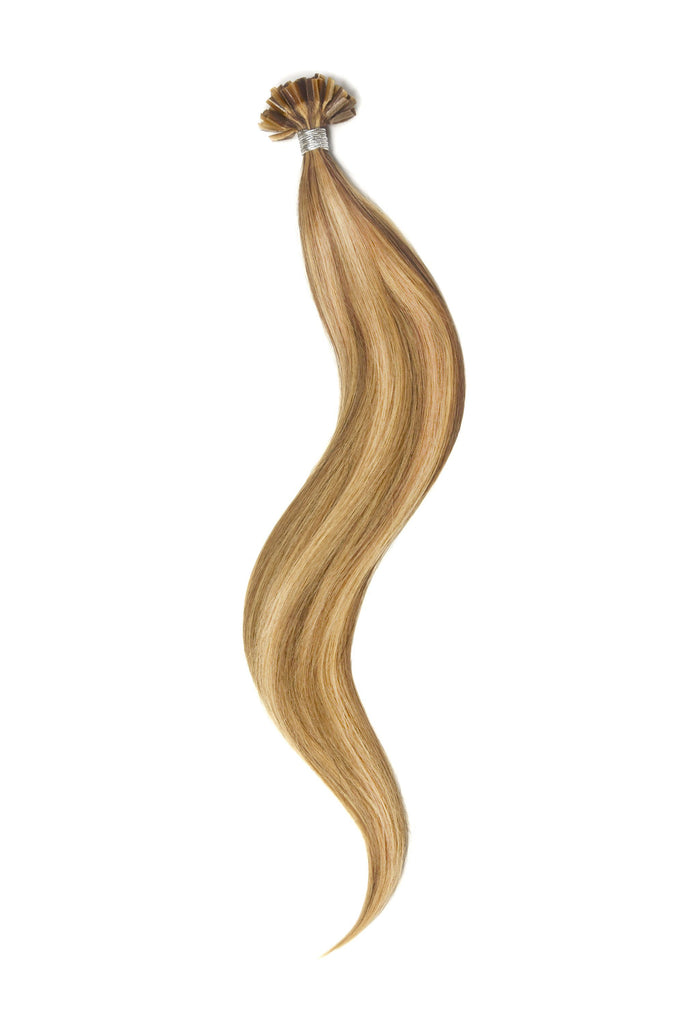 Nail Tip / U-Tip Pre-bonded Remy Human Hair Extensions - Medium Golden Brown/Golden Blonde Mix (#10/16) U-TIP Straight Pre-bonded Hair Extensions Cliphair UK 