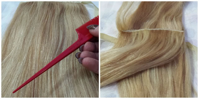 separate the hair with comb or finger