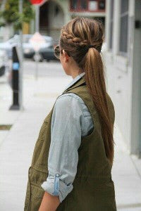 ordinary ponytail with small side plaits